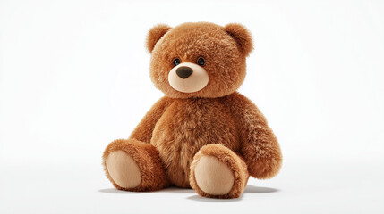 Obraz premium Brown teddy bear plush toy adorable stuffed animal gifts for kids soft cuddly toy on white background