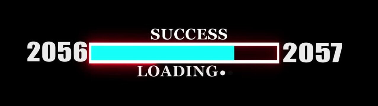 Loading bar from 2056 to 2057 new year transfer animation on background new year Celebration concept with confetti.....