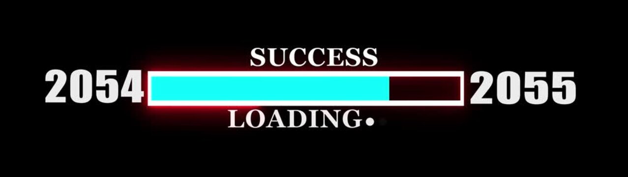Loading bar from 2054 to 2055 new year transfer animation on background new year Celebration concept with confetti.....