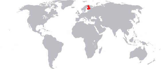 Obraz premium Finland Highlighted on World Map Vector Design.
