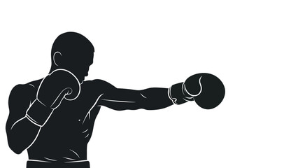 A muscular man wearing boxing gloves throws a punch white with boxer and athlete on whit background