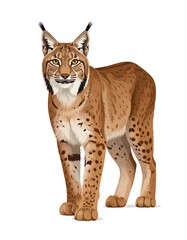 Fototapeta premium Digitally created illustration of a lynx cat, full-body portrait