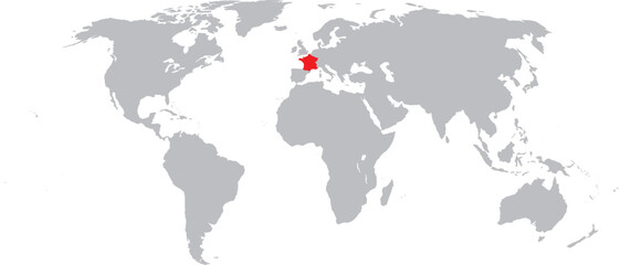 Obraz premium France Highlighted on World Map Vector Design
