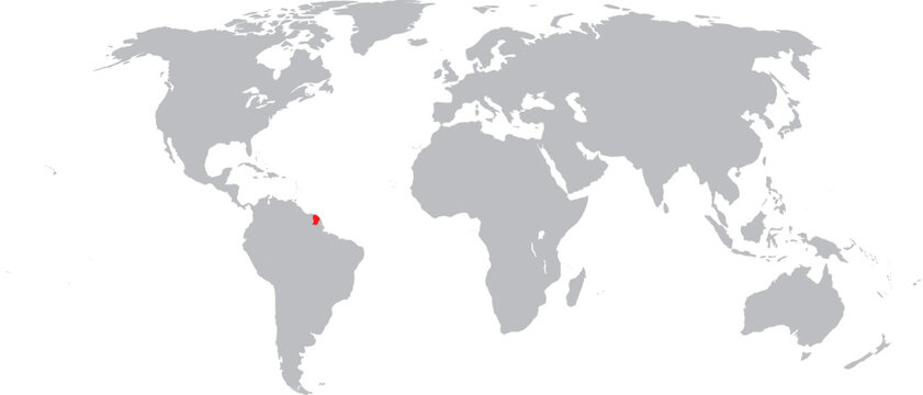 French Guiana Highlighted on World Map Vector Design.