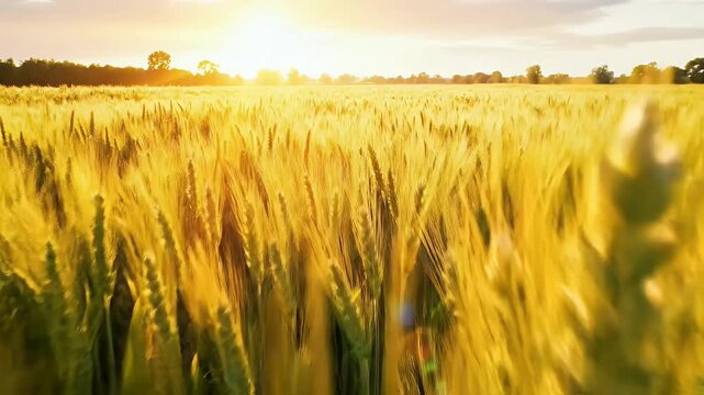 Baisakhi background with wheat stalks swaying in fresh seasonal tones for harvest celebration