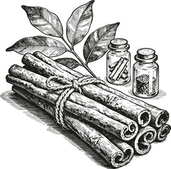 Ceylon cinnamon stickes on white background