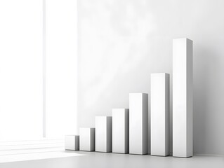 White Screen Showing Financial Growth Bar Chart, Center Space Open