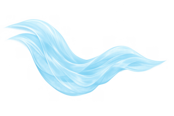 Blue abstract flowing energy wave on transparent background representing movement, fluid dynamics, motion, and digital art