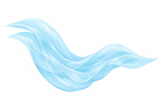 Blue abstract flowing energy wave on transparent background representing movement, fluid dynamics, motion, and digital art - Powered by Adobe