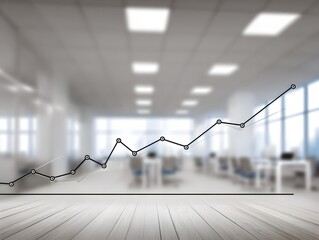 Investment Trends Graph on Office Background with Upper Space