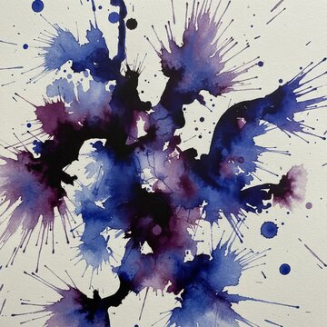 Large organic ink blots in deep blues blacks and purples The blo