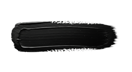 A single, bold, wide black brush stroke with coarse texture, distinct impasto, and rough edges, horizontally painted on a transparent background, concept of modern minimalist art