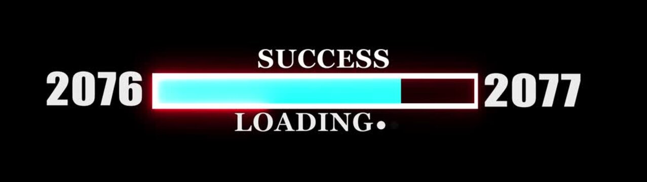 Loading bar from 2076 to 2077 new year transfer animation on background new year Celebration concept with confetti.....