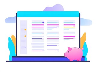 Savings goal tracker on digital platform, background styled with space above