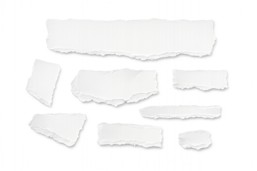 set of torn white papers  texture paper blank page copy space image PNG on a transparent background	
