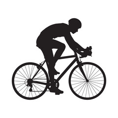 Naklejka premium Silhouette of a cyclist riding a road bike in a dynamic pose