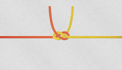 和モダンなおしゃれ和紙と赤金水引、慶事・御祝用の「あわじ結び」 © AGR