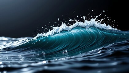 Breaking Wave White Light Dark Background
