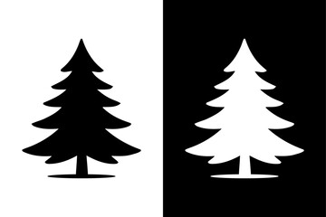 Obraz premium Pine and Conifer Tree Silhouette Collection Black White Forest Tree Icons