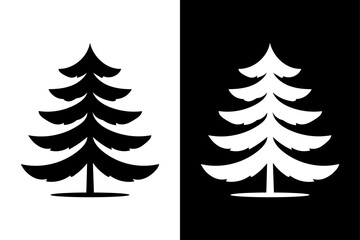Fototapeta premium Conifer Tree Silhouette Set Pine and Evergreen Forest Trees Black Vector Collection