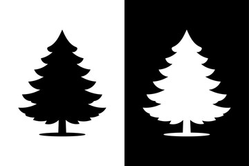 Obraz premium Seasonal Pine Tree Silhouette Icons Black Conifer Tree Vector Illustration Collection