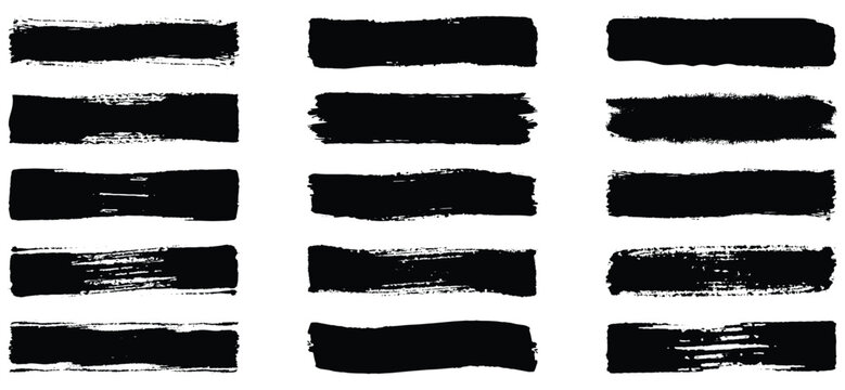 Black brush strokes vector illustration, abstract grunge texture on white background. Artistic design