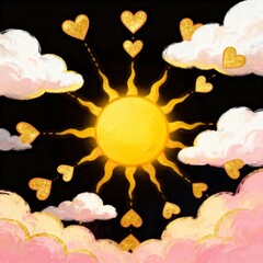 Sun with Heart shaped Rays