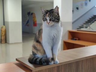 The Silent Sentinel: A Calico Guardian of Stillness and Wisdom, Patiently Overseeing the Threshold...