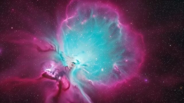 Vibrant Teal And Magenta Nebula With Star Field In Outer Space Majestic Cosmic Cloud Formation Vibrant Colors And Intricate Patterns Illuminated By Distant Stars