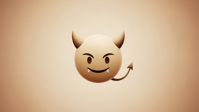 Smiling devil emoji with horns on a gradient background