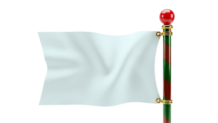 Waving White Flag on Decorative Pole