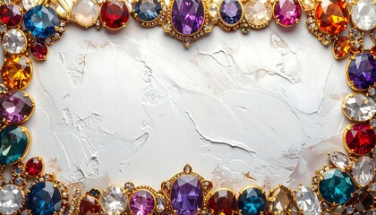 Ornate jeweled frame borders textured white space