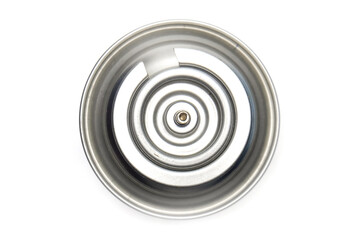 Small portable gas canister, used for torch, camping stove, or culinary purposes, isolated on white background.