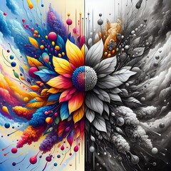 Black and White Split Convert one part of the split image to bla