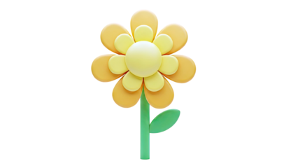 Stylized Yellow and Orange Flower with Green Stem