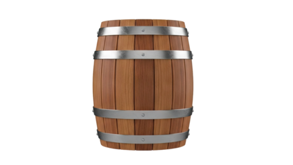 Wooden barrel with metal hoops