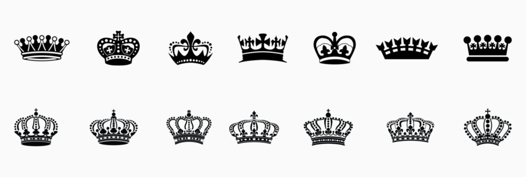 Crown icon set. Royal crown symbol collection. line crown icon. vector illustration