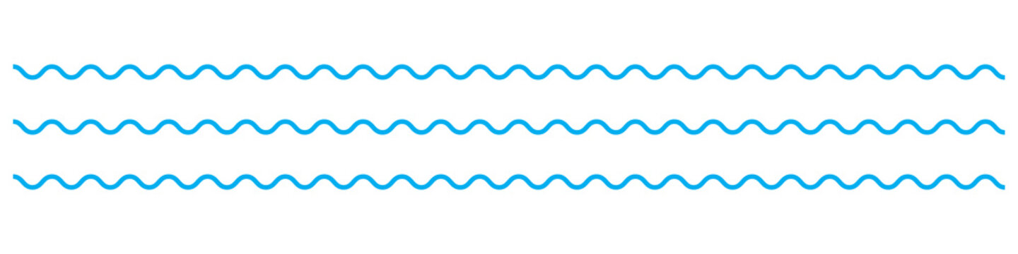 Water waves. Set of wavy zigzag lines. Wave thin line background. Vector zigzag and wavy horizontal underline. Vector illustration
