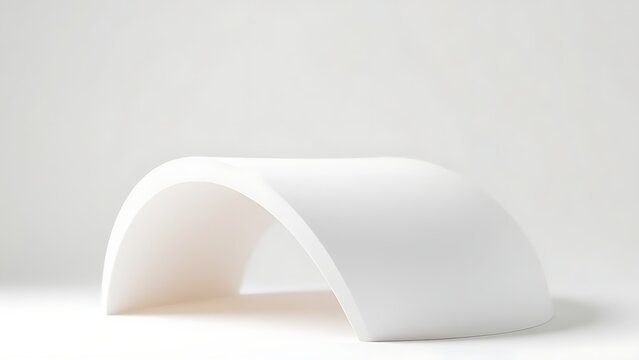 maquette. A white plaster architectural model with a parabolic curve. real-estate listings, architecture portfolios, designed for real-estate listing and luxury residence showcases.