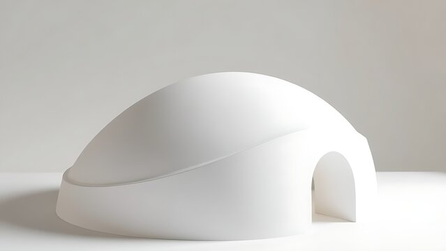 maquette. A white plaster architectural model with a parabolic curve. real-estate listings, architecture portfolios, designed for real-estate listing and luxury residence showcases.