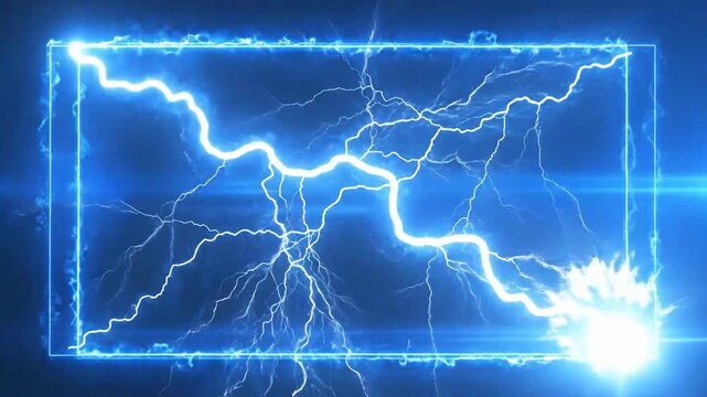 Electric blue frame with lightning effect, perfect for adding a dynamic border to designs.