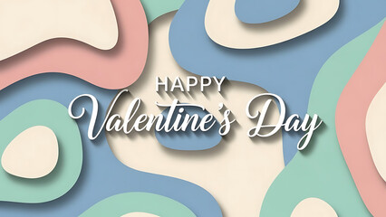 A colorful abstract background with a Happy Valentine's Day message in white text