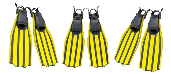 Set of diving flippers for summer holidays and snorkeling on white background. © Vasyl Onyskiv