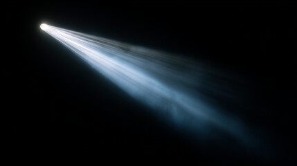 Fototapeta premium Diagonal volumetric light beam across dark empty space with dust