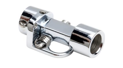 Shiny metal pipe connector with screw fitting