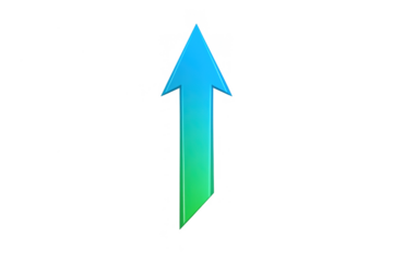 Upward direction arrow indicating growth, progress, success, and rising achievement on a transparent background
