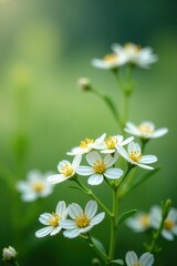 Delicate white wildflowers, clustered, pristine , spring, macro, garden