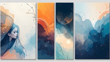 Minimal Trendy Abstract Geometric Vector Cover Background Set for Modern Creative Design Projects