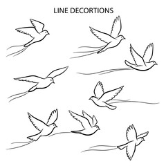 Fototapeta premium Elegant flying swallow silhouettes convey freedom and peace, perfect for sophisticated designs and minimalist projects needing a touch of nature's grace