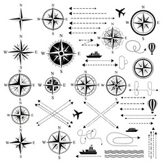 Nautical adventure awaits with compasses, ships and planes, perfect for travel blogs, map design, and inspiring exploration projects